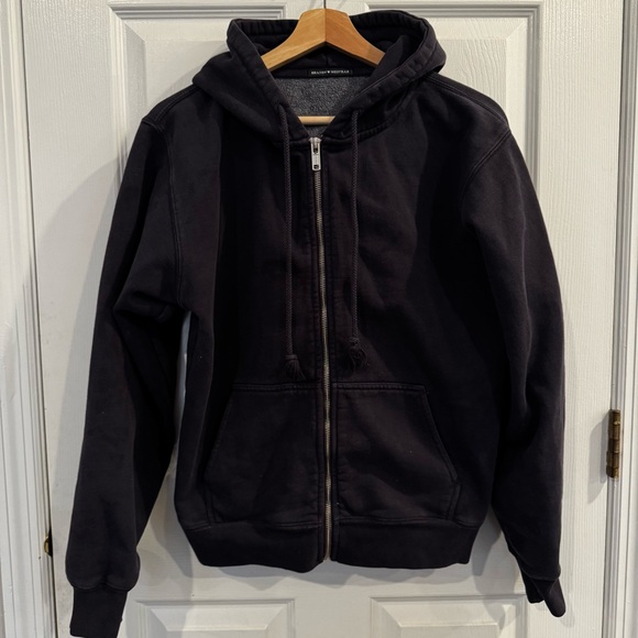 Brandy Melville Tops - Brandy Melville Navy Blue  Zip Up Hoodie Oversized Cotton Blend Cozy Sweatshirt